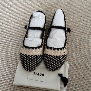 STAUD Nell Crochet Ballet Flats